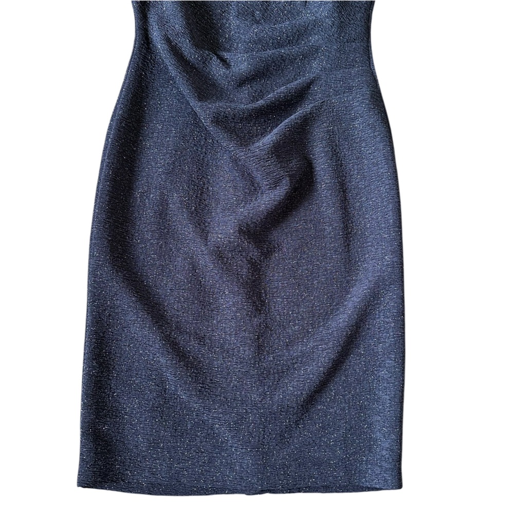 ELIZA J midnight blue glitter bodycon below knee evening party dress size 12 - Picture 3 of 7